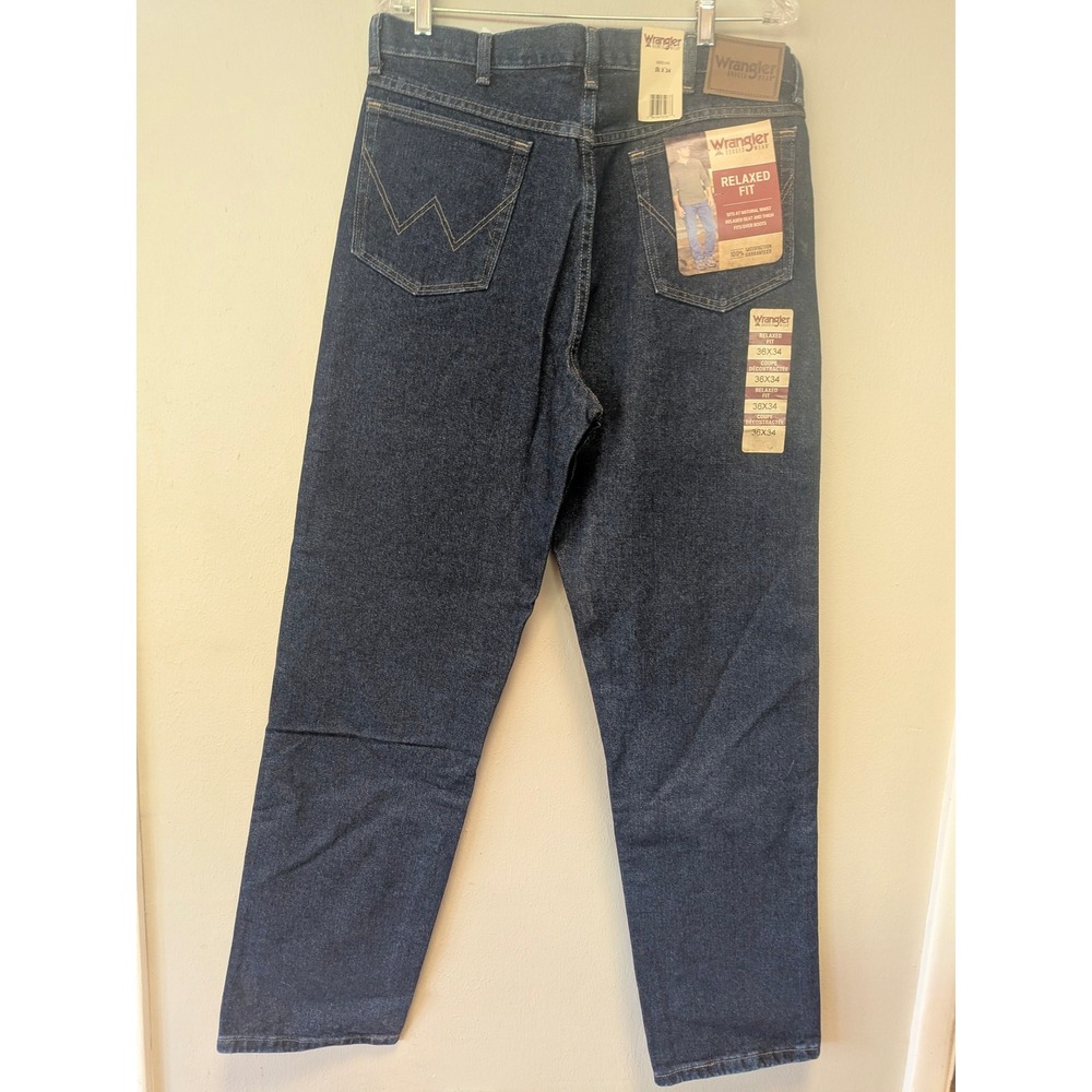Wrangler Relaxed Fit Jeans Men 36x34 Blue NEW Rugged Wear Denim 35001AN